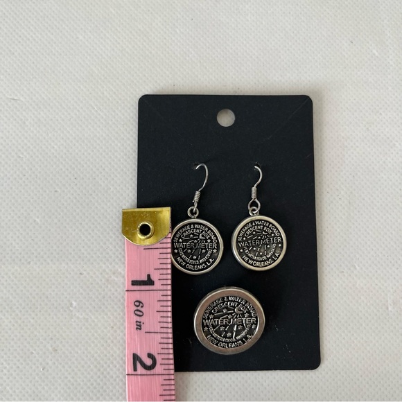 New Orleans Water Meter 925 Sterling Silver Earrings & Pendant Set Vintage - Picture 3 of 7